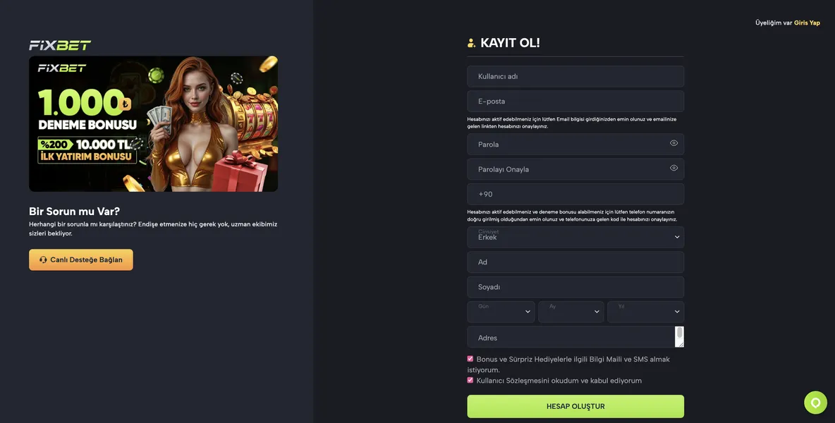 Fixbet giriş adımları ve hesabınıza erişim